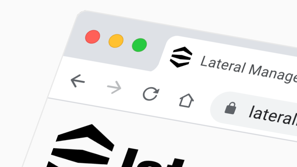Close up of a web browser showing the Lateral logo insitu at the top of a website.